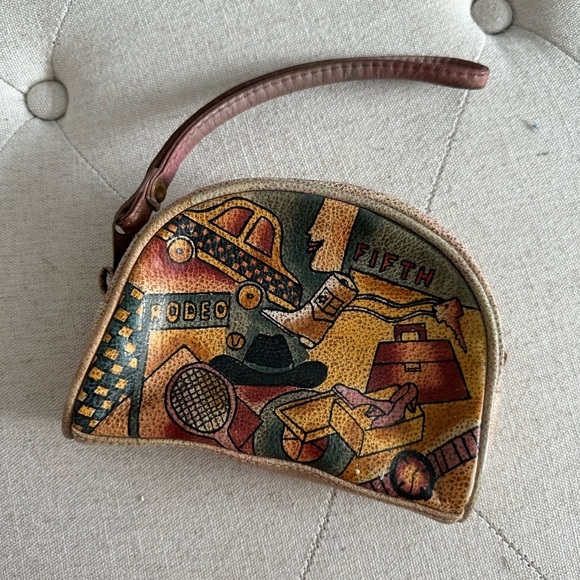 Vintage Handbags - Vintage Emily Ann Hand Painted Western Wristlet
